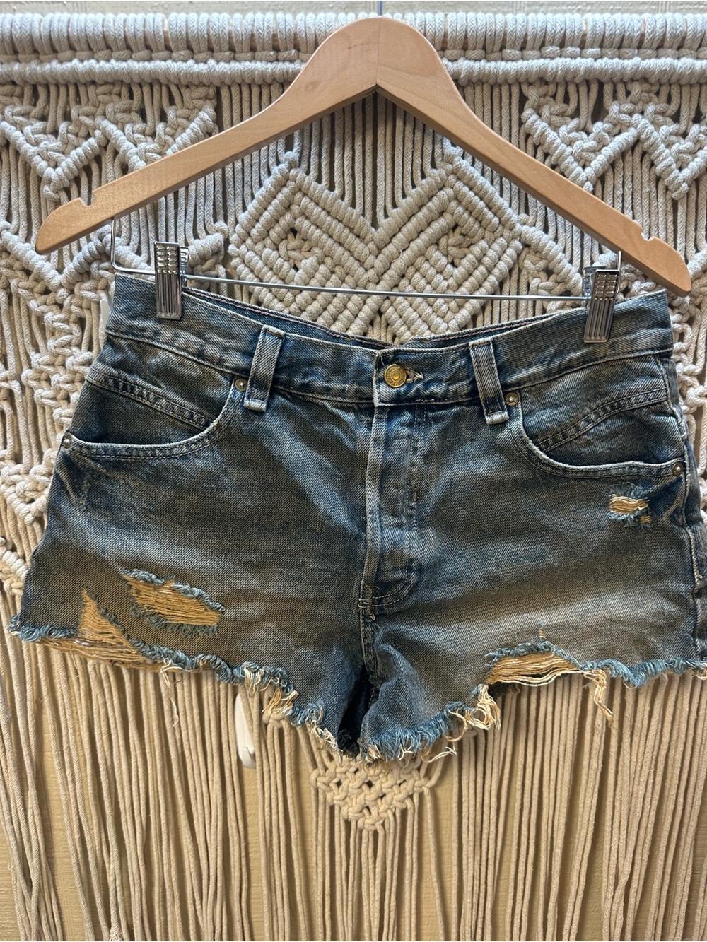 We The Free Faded Blue Distressed Jean Shorts